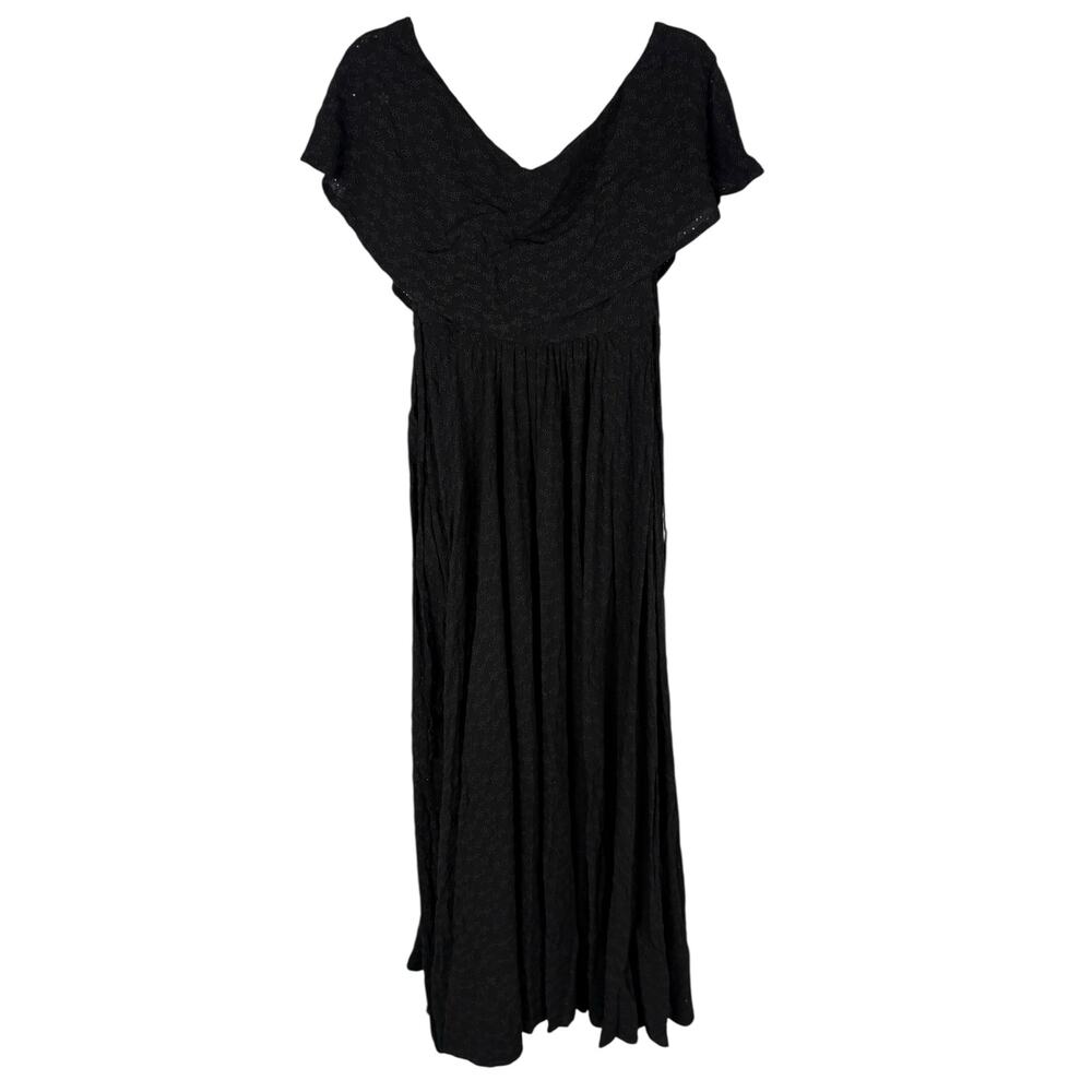 Helsa Eyelet Garden Maxi Dress Draped Off Shoulder Wedding Guest Boho Cottage S - Picture 8 of 11